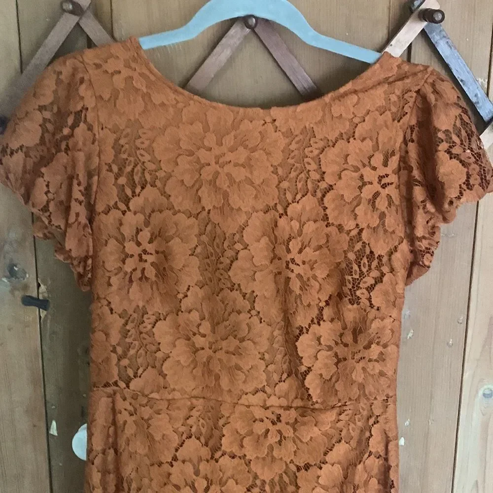 Free People Hailie open back short puff sleeve lace mini dress NWT - Picture 6 of 13